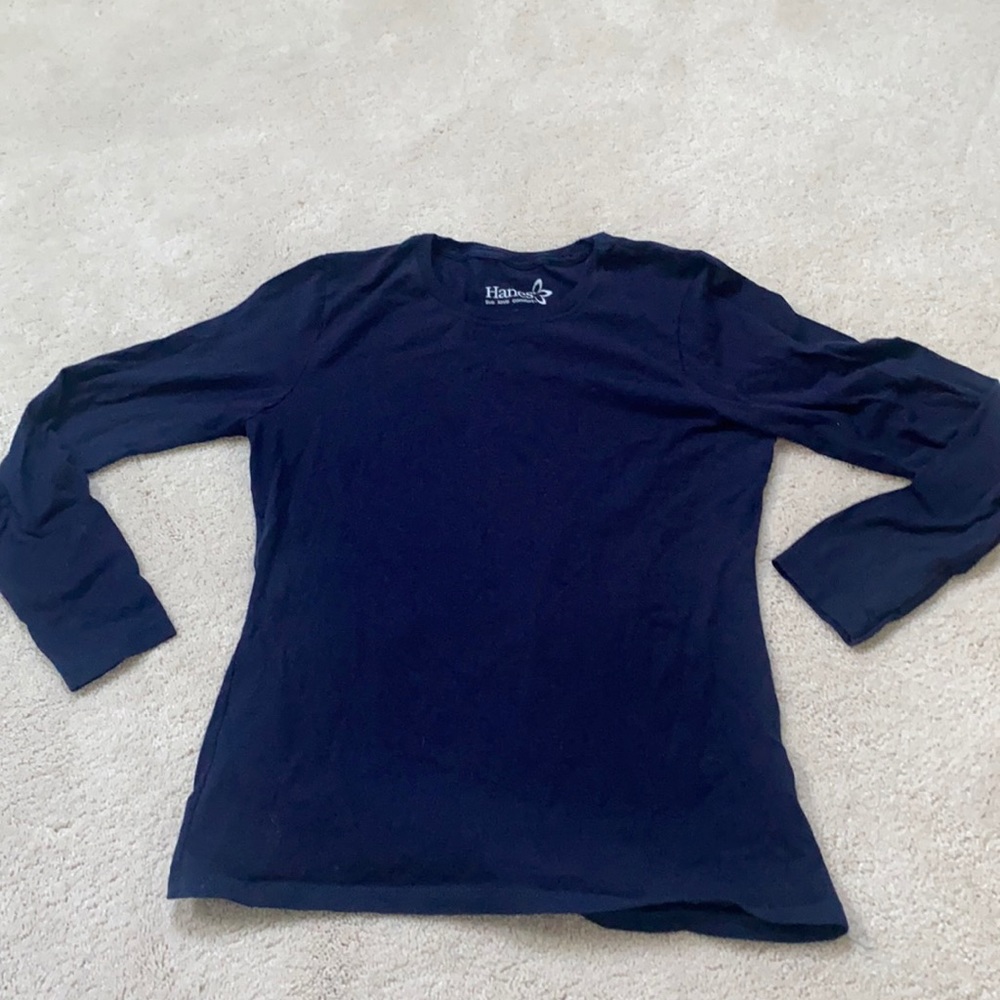 Hanes long sleeve navy tee shirt